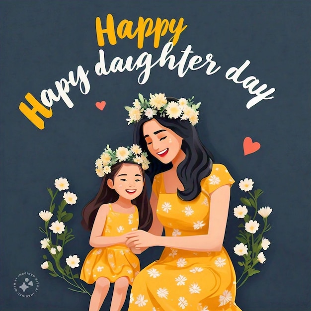 Photo a poster for a mother and daughter with flowers and a girl