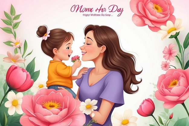 A poster for mother and daughter with flowers and a poster for mothers day