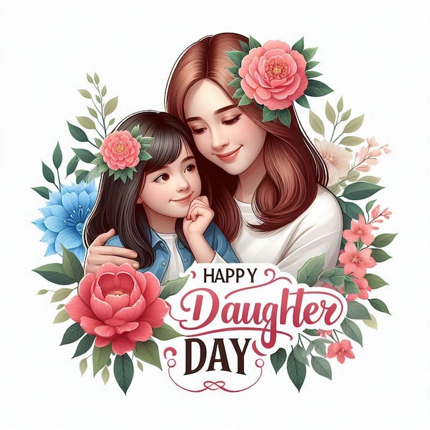 a poster for a mother and daughter with flowers and a quote for happy day