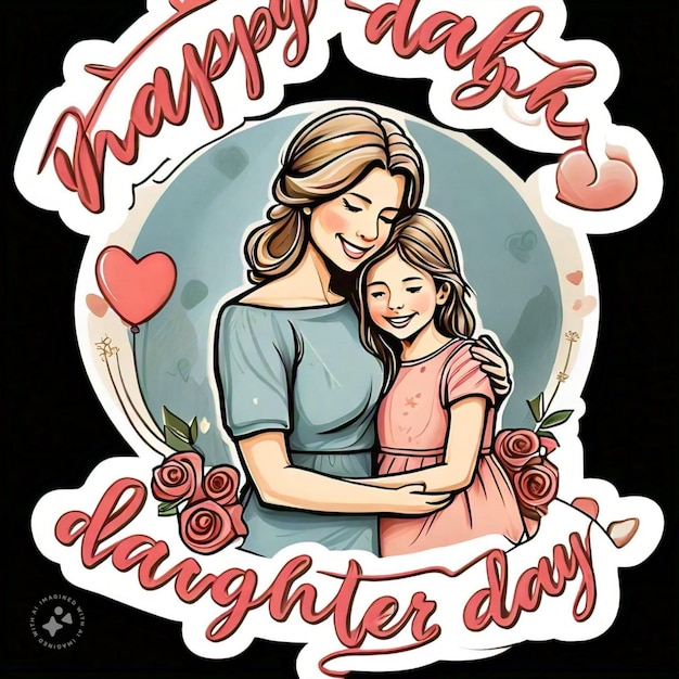 Photo a poster for a mother and daughter with a picture of a mother and father day happy day