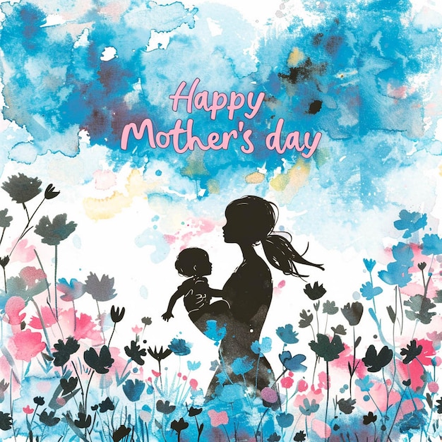 a poster of a mother and her child in a field of flowers