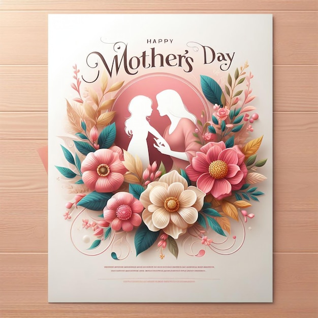 Photo a poster for mothers day with a woman and her children