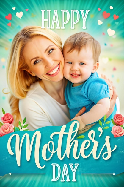 a poster for mothers days with a child