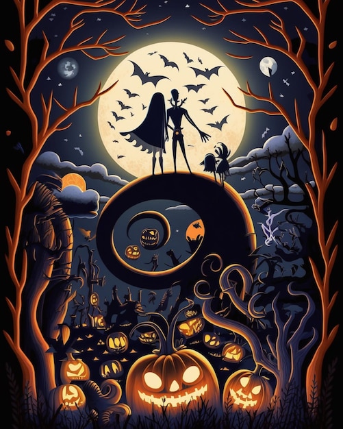 A poster for the movie halloween with a couple on top of it.