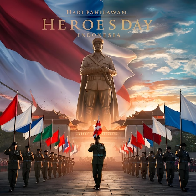 Photo a poster for the movie quot heroes day quot with a man in a uniform