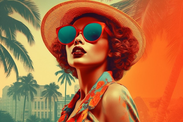 A poster for the movie's'the sandlot'shows a woman wearing a hat and sunglasses.