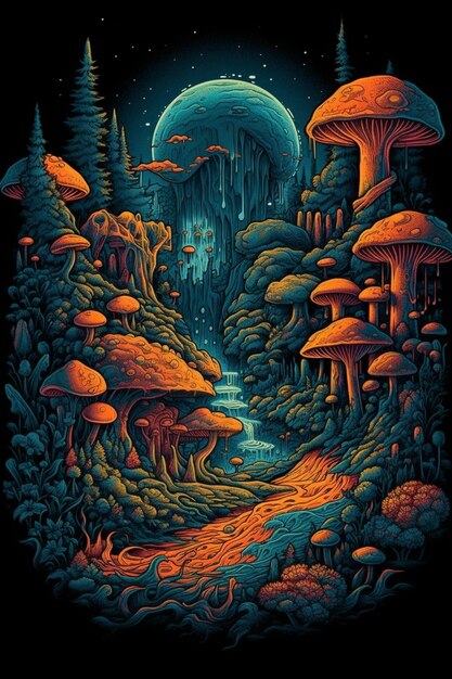 A poster for a music festival called the mushroom forest.