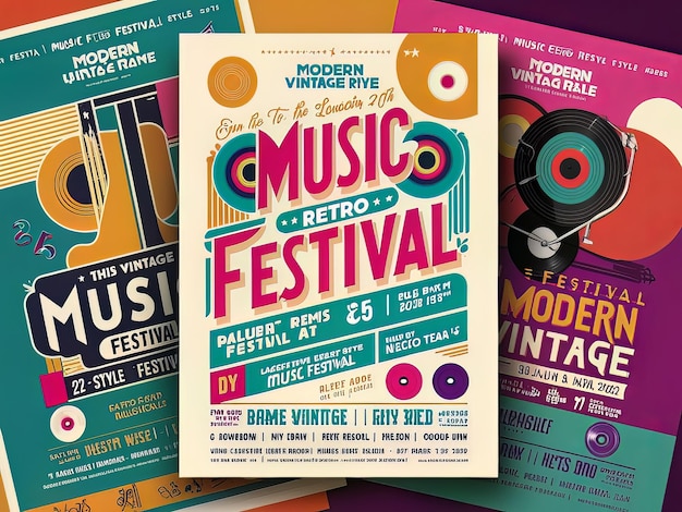 a poster for music festival is displayed with other posters