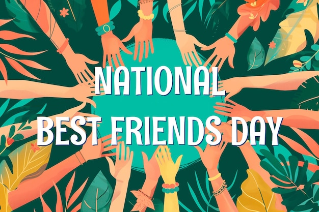 Photo a poster for national best friends with hands around each other