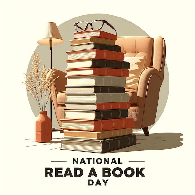 Photo a poster for national book day with a picture of a book called national a book