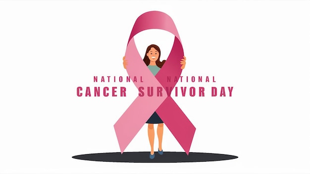 a poster for national cancer awareness with a pink ribbon