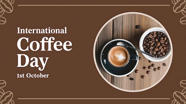 Photo a poster for a national coffee day with a spoon on it