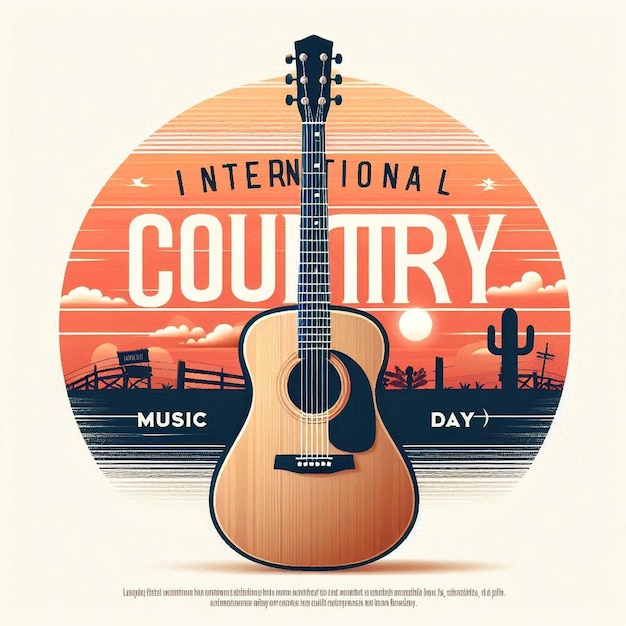 poster for the national country music festival with a sunset and a guitar