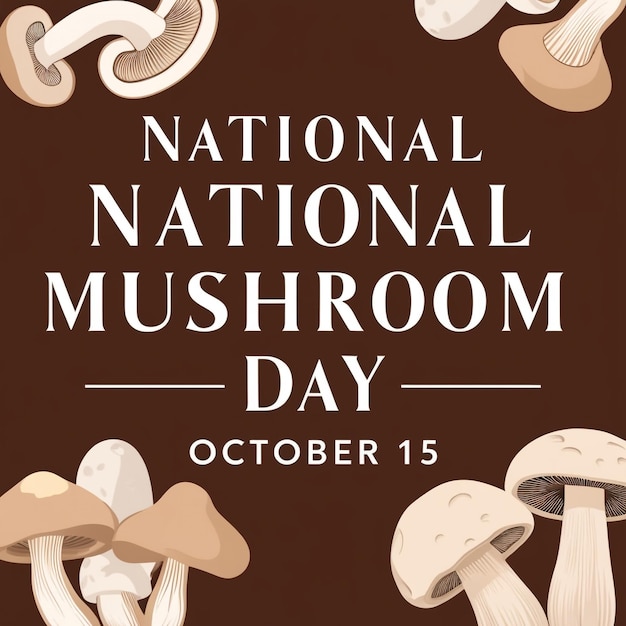 a poster for a national mushroom with a brown background