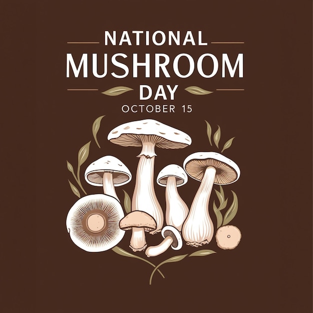 Photo a poster for a national mushroom with a brown background