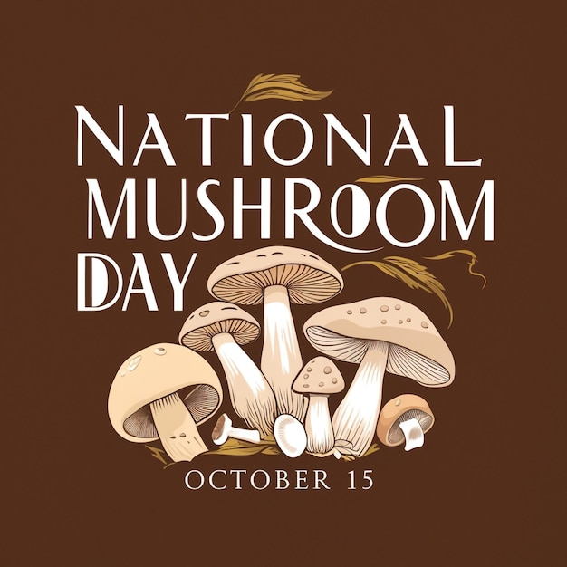 a poster for a national mushroom with a brown background