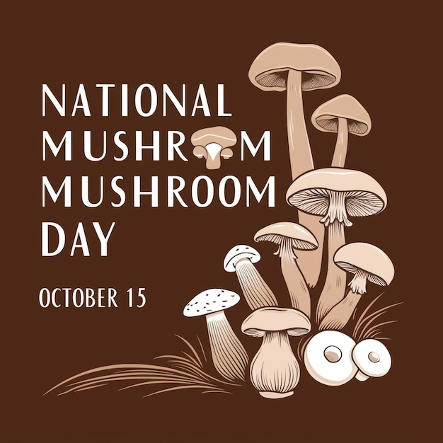 Photo a poster for a national mushroom with a brown background