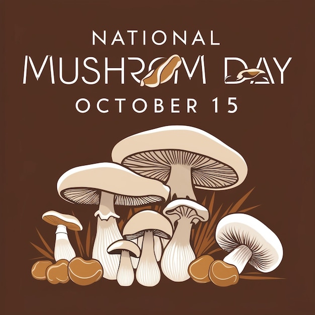 a poster for a national mushroom with a brown background