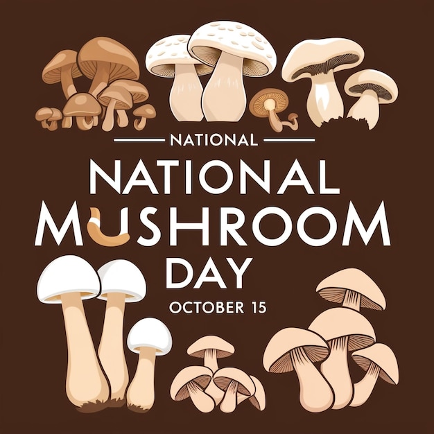 a poster for a national mushroom with a brown background