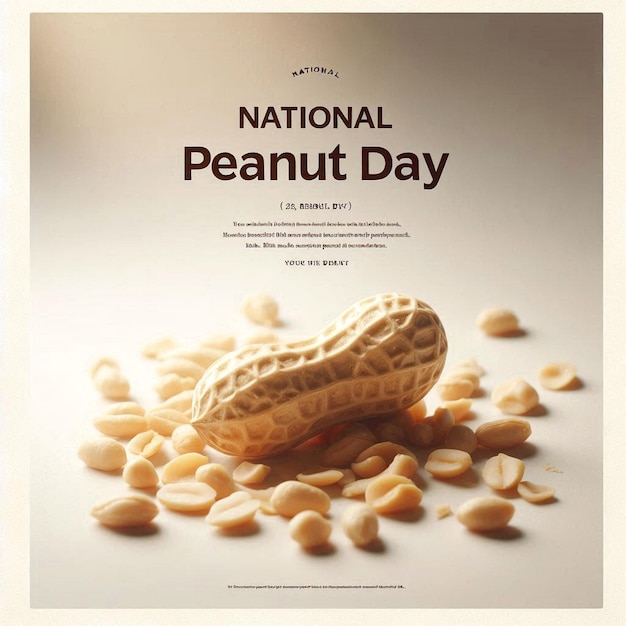 Photo a poster for national peanut day is displayed on a white background