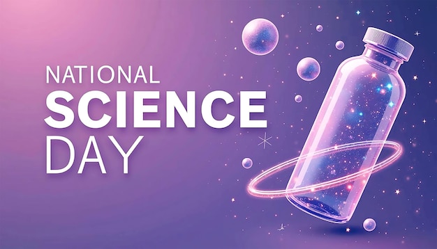 Photo a poster for a national scientific research day with a purple background with a purple planet