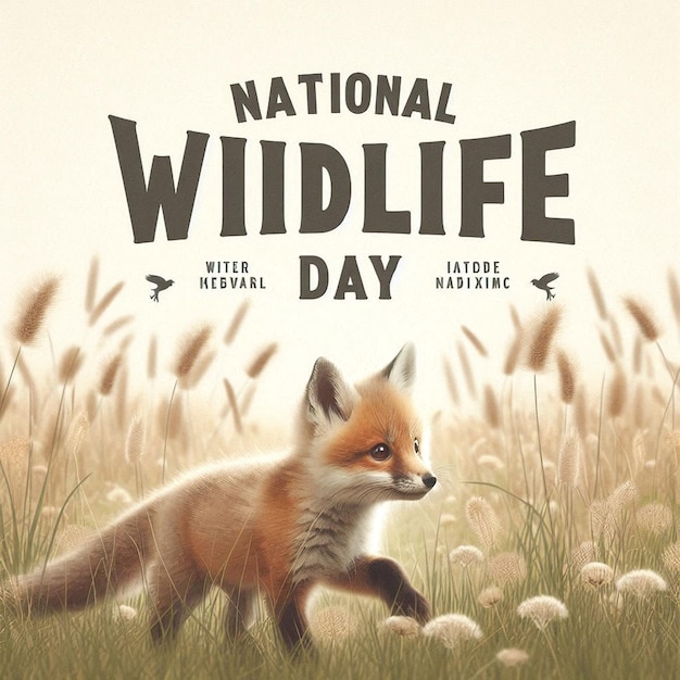 Photo a poster for national wildlife day featuring a fox called national wildlife day