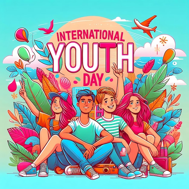 Photo a poster for the national youth day in a circle