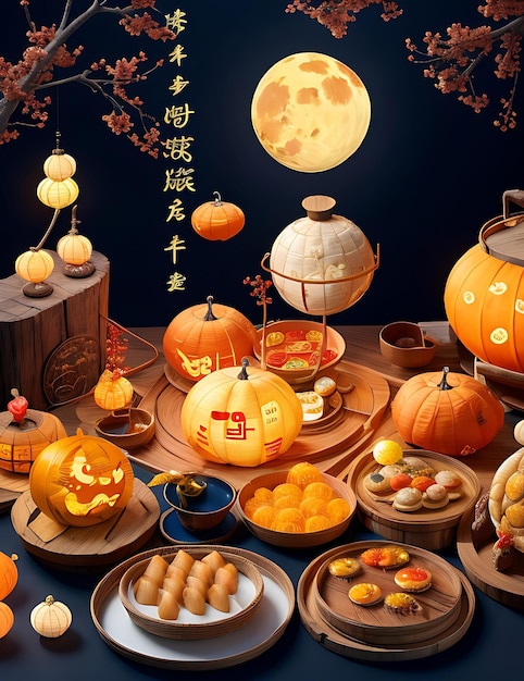 A poster for the new year of the year Midautumn festival AI GENERATED