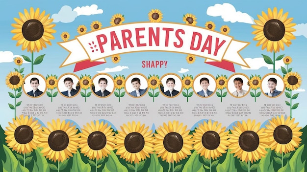 a poster for parents day day with sunflowers and a picture of them