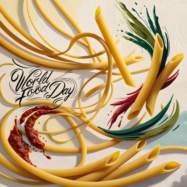 Photo a poster of a pasta with the words  world day  on it