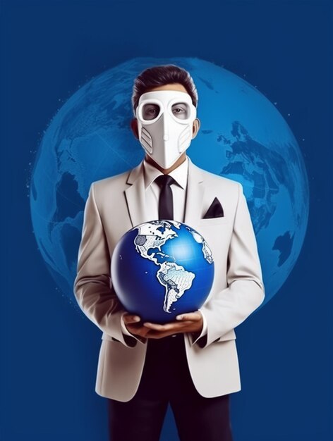 Poster of people wearing protection masks from environmental pollution world population day concept