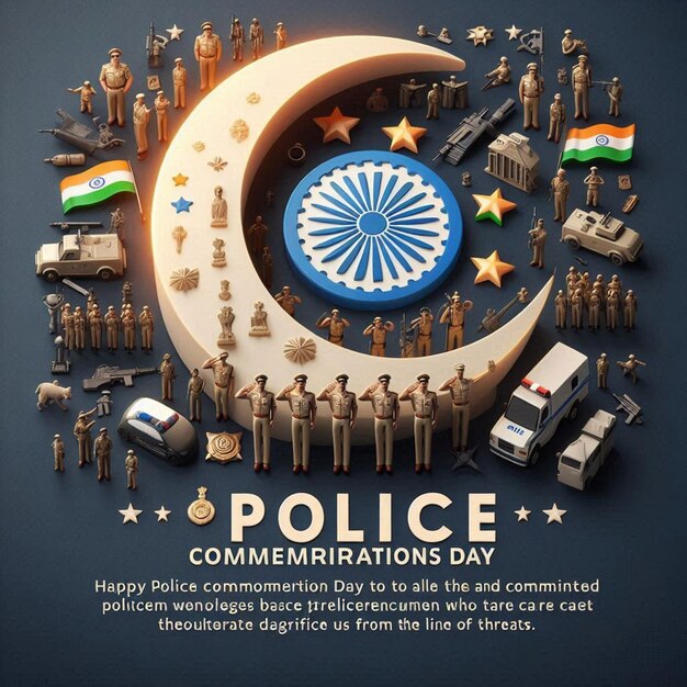 a poster of police officers and cars with a blue background with a picture of police officers and cars