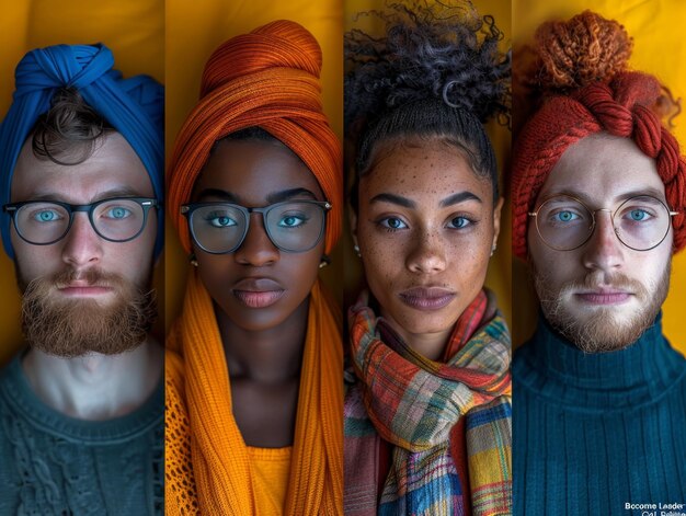 Photo poster portrait of culturally and linguistically diverse individuals