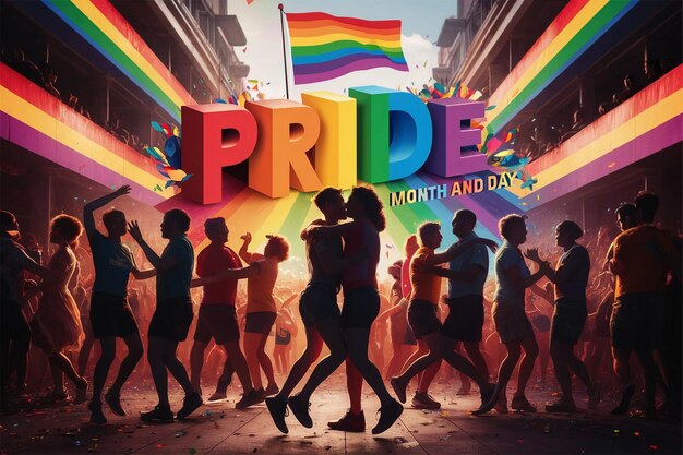 Photo a poster for rainbow day and the word pride