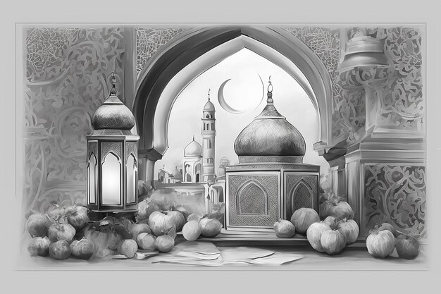 The Poster of Ramadan Kareem with Vector Illustration