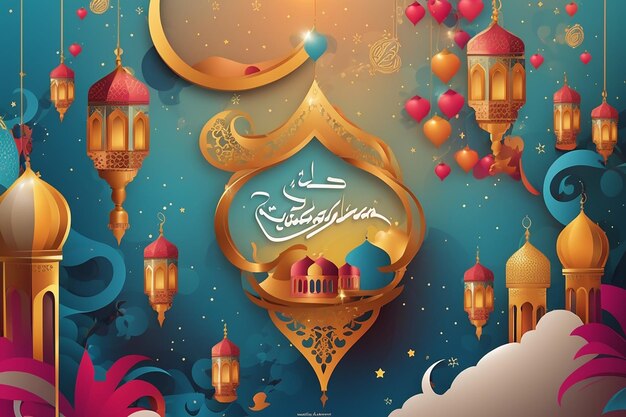 The Poster of Ramadan Kareem with Vector Illustration