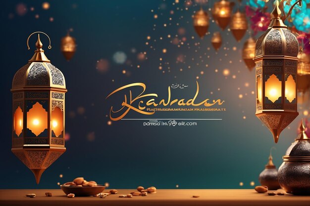 The Poster of Ramadan Kareem with Vector Illustration