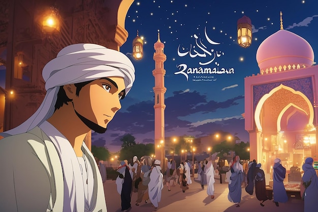 The Poster of Ramadan Kareem with Vector Illustration