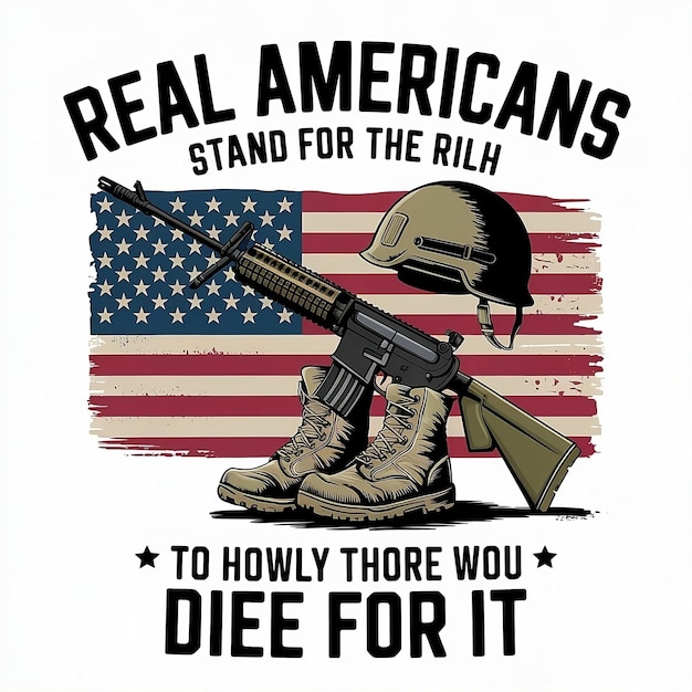 Photo a poster for real american people with a gun on it that says quot real american quot