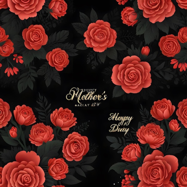 a poster of red roses with a happy mothers day greeting card