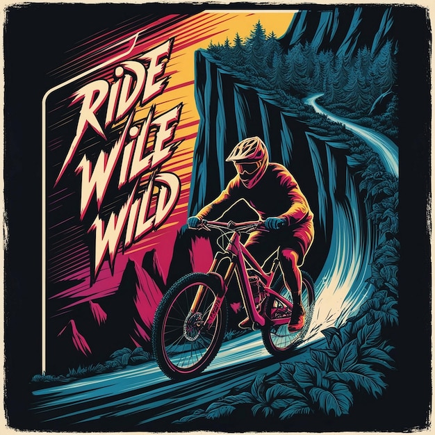 Photo a poster for ride ride on a mountain bike