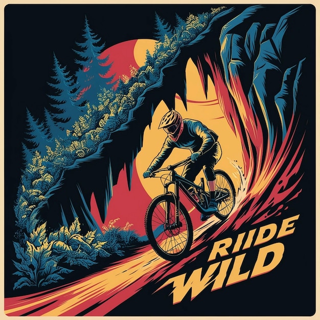 a poster for ride wild ride with a man riding a bike