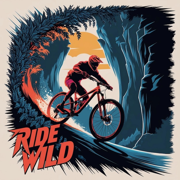 Photo a poster for a ride with a man riding a bike on it