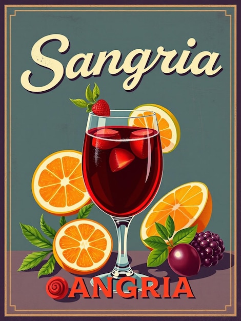 a poster for the san diego del marraka with a glass of red wine