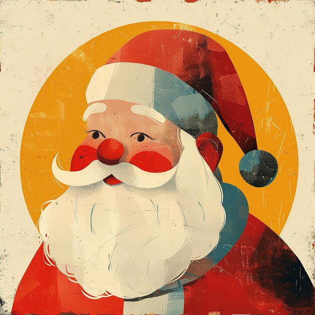 Photo a poster of santa claus with a santa hat on it