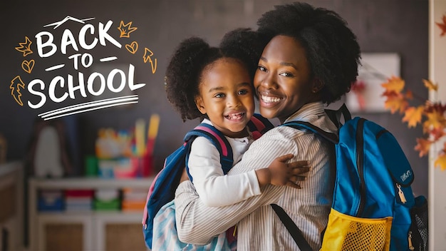 a poster for a school girl with a backpack that says  school  on it