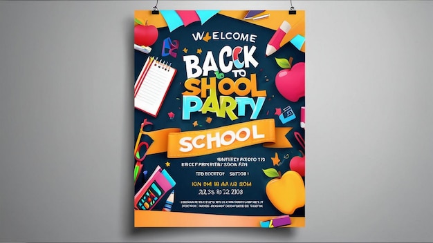 Photo a poster for the school party with a message back to school