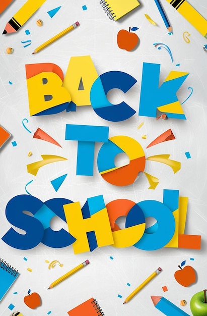 Photo a poster of a school with the words back to school written in blue and orange