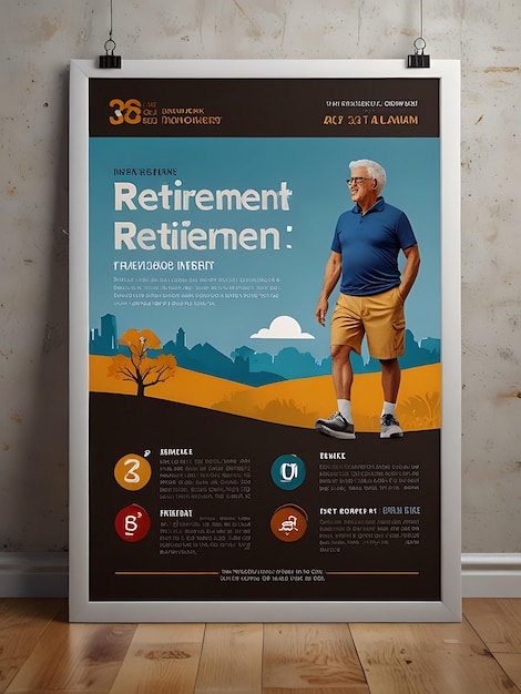 Photo a poster for a senior man with a blue shirt and shorts