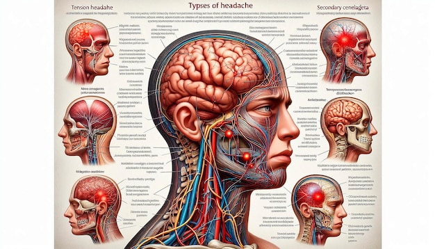 Photo a poster showing the anatomy of the brain and the brain